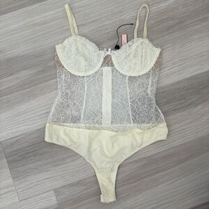 Victoria's Secret Cream Lace Shapewear Bodysuit